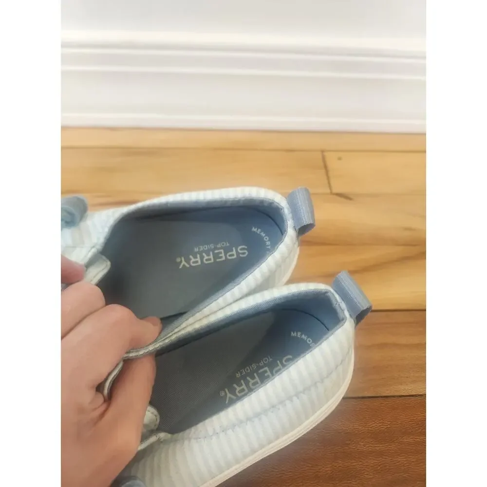 Sperry Shoes Womens 9 Crest Vibe Low Top Striped Sneakers STS86646 Blue White